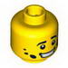 Minifig Head Male Black Eyebrows, White Pupils and Dirt Stains Print [Blocked Open Stud]