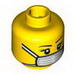 Minifig Head Female with Black Thin Eyebrows, Eyelashes and White Surgical Mask Print [Blocked Open Stud]