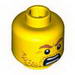 Minifig Head Beard Stubble with Angry Eyebrows and Open Angry Mouth Print [Blocked Open Stud]