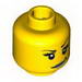 Minifig Head Female with Black Arched Eyebrows, Eyelashes, Smirk with Silver Lips Print [Blocked Open Stud]