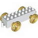 Duplo Car Base 2 x 8 x 1 1/2 with Large Gold Spoked and Spiraled Wheels
