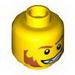 Minifig Head Red Eyebrows and Sideburns, Determined Grin, Pupils Print [Hollow Stud]
