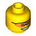 Minifig Head Orange Sunglasses with Nose Piece, Smile and Chin Dimple Print [Hollow Stud]