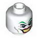 Набор LEGO Minifig Head Dual Sided Green Eyebrows, Red Lips, Wide Smile / Smirk Print (Joker) [Blocked Open Stud], Белый