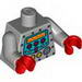 Torso Robot with Silver Rivets, Yellow Gauges, Red Knobs and Yellow Screen Print / Light Bluish Gray Arms / Red Hands