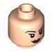 Minifig Head Dual Sided Female Eyelashes and Red Lips, Smile / Angry Print [Hollow Stud]