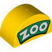 Duplo Brick 2 x 4 x 2 Curved Top with White ''ZOO'' on Green Background Print