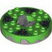 Turntable 6 x 6 Round Flat Silver Base Serrated with Bright Green Top with Hollow Studs and Pearl Light Gray Snake Heads Print (Ninjago Spinner)
