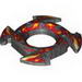 Ring 4 x 4 with 2 x 2 Hole and 4 Arrow Ends with Yellow and Red Flames Print (Ninjago Spinner Crown)