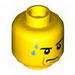 Minifig Head Male Stern Black Eyebrows, White Pupils, Frown, Sweat Drops Print [Hollow Stud]
