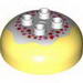 Duplo Brick Round 4 x 4 Dome Top with 2 x 2 Studs and Marbled White with Red and Pink Hearts and Stars Pattern