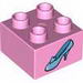 Duplo Brick 2 x 2 with Light Blue Shoe Cinderella Glass Slipper Print