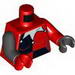 Torso Batman Black Quarters Front and Back with Female Outline, White Jester's Collar Print / Red Arm & Black Hand Left / Black Arm & Red Hand Right
