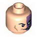 Minifig Head Male Half Normal, Half Purple with Scar and No Pupil Print (Two-Face) [Blocked Open Stud]
