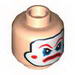 Minifig Head Large Red Eyebrows, Blue Eye Shadow and Frown Print [Hollow Stud]