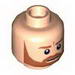 Minifig Head Dual Sided Beard with Brown Trim Beard Closed Mouth / Bared Teeth Print [Hollow Stud]