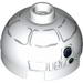 Brick Round 2 x 2 Dome Top with Gray Lines and Coal Pieces Print (Snowman R2-D2)