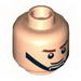 Minifig Head Brown Eyebrows, Smile, Black Chin Strap Print [Hollow Stud]