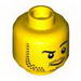 Minifig Head Beard Stubble, Black Raised Eyebrow, White Pupils Print [Hollow Stud]
