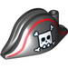 Minifig Hat, Pirate Bicorne with Large Square Skull and Crossbones and Red Line Print