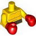 Torso Bare Chest with Body Lines and Boxing Belt Print / Yellow Arms / Red Boxing Gloves
