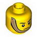 Minifig Head Male Stern Eyebrows, White Pupils and Gold Chin Strap Print [Blocked Open Stud]