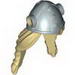 Minifig Hair Long with Metallic Silver Viking Helmet with Side Holes