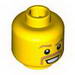 Minifig Head Dual Sided - Brown Eyebrows and Moustache, Happy / Scared Print [Blocked Open Stud]