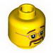 Minifig Head Glasses with Brown Moustache and Eyebrows Print [Blocked Open Stud]