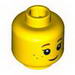 Minifig Head Black Eyelashes, Brown Eyebrows, Freckles Print [Blocked Open Stud]