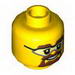 Minifig Head Glasses with Safety Goggles, Brown Eyebrows and Goatee Print [Hollow Stud]