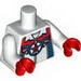 Torso Zip Jacket with Red Star in Blue Circle with Wings Print / White Arms / Red Hands
