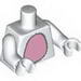 Torso Bunny Suit with Bright Pink Tummy and Tail on Reverse Print / White Arms / White Hands