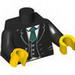 Torso Jacket and Vest with Buttons and White Shirt and Green Tie Print / Black Arms / Yellow Hands