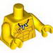 Torso Bare Chest with Muscles Outline and Tooth Necklace Print / Yellow Arms / Yellow Hands
