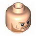 Minifig Head Dual Sided Light Brown Eyebrows and Beard, Frown / Angry Print [Hollow Stud]