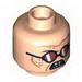 Minifig Head Dual Sided Red Sunglasses / Red Lenses Flapped Up Print (Doc Ock) [Hollow Stud]
