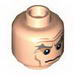 Minifig Head Dual Sided Gray Eyebrows, Wrinkles and Cheek Lines, Frown / Angry Print [Hollow Stud]