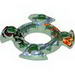Ring 4 x 4 with 2 x 2 Hole and 4 Swirl Ends with Blue and Red Print (Ninjago Spinner Crown)