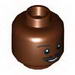 Minifig Head Thin Split Moustache, Smile, Eyebrows, Eyes with White Pupils Print [Hollow Stud]