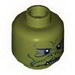 Minifig Head Kithaba Green Facial Lines Print [Hollow Stud]