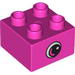 Duplo Brick 2 x 2 with Eye with White Spot and Curve Print on Both Sides