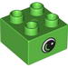 Duplo Brick 2 x 2 with Eye with White Spot and Curve Print on Both Sides