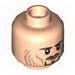 Minifig Head Dual Sided LotR Aragorn Brown Beard and Stubble Stern / Clenched Teeth Print [Hollow Stud]