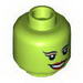 Minifig Head Dual Sided Alien Female Black Arched Eyebrows, Eyelashes, Red Lips, Smile / Scared Print [Oola 9516] [Hollow Stud]