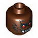 Minifig Head Alien with Fangs, Red Eyes and Black Facial Hair Print [Blocked Open Stud]