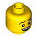 Minifig Head Male Black Eyebrows, Open Mouth Smile Print [Blocked Open Stud]
