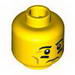 Minifig Head Male Black Eyebrows, Cheek Lines and Black Underlined Eyes Print [Blocked Open Stud]