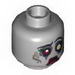 Minifig Head Dual Sided Alien with White and Red Eye, Eyelashes and Red Lips, Sad / Determined Print (Zombie Bride) [Hollow Stud]
