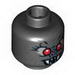 Minifig Head Alien with Fangs, Red Eyes and Dark Bluish Gray Fur Print [Blocked Open Stud]